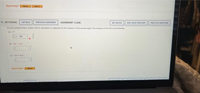 Need Help Ask Your Teacher Practice Another 12 0 1 Points Details Previous Answers Alexgeomz 1 2 028 My Notes Yor Two 1