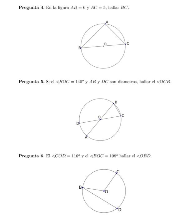 4 Find Bc 5 Ab And Dc Are Diameters Find The Ocb Angle 1