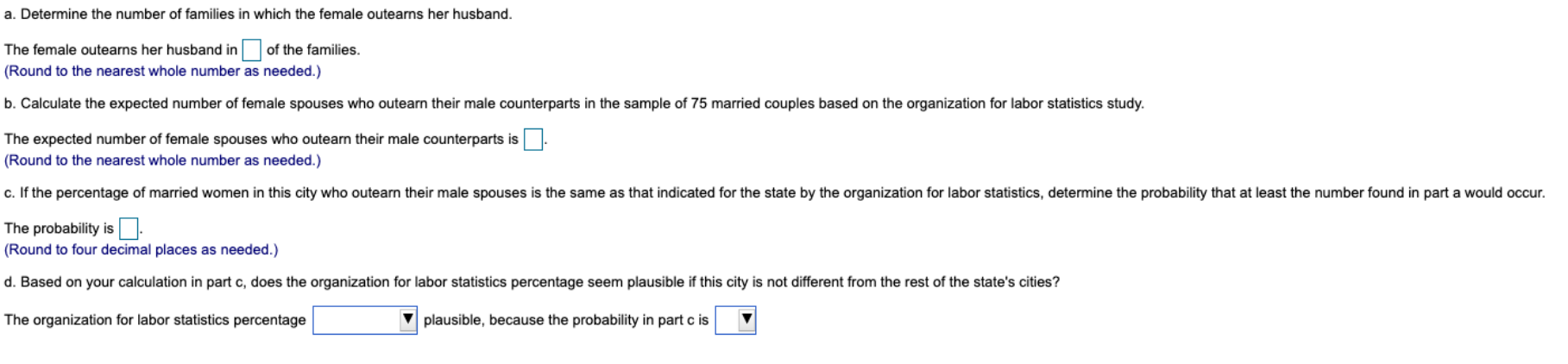 A Magazine Has Reported On The Gender Gap That Exists Between Married Spouses One Of The Measures Is The Number Of Wome 1