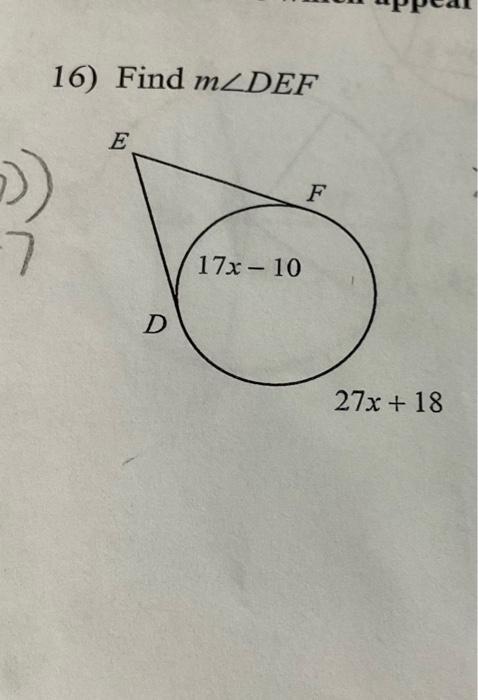 16 Find Mzdef E F 7 17x 10 D 27x 18 Solve For X And Y 19 3 18y D 2x 95 10522y 3 T E 1