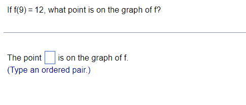 If F 9 12 What Point Is On The Graph Of F The Point Is On The Graph Off Type An Ordered Pair 1