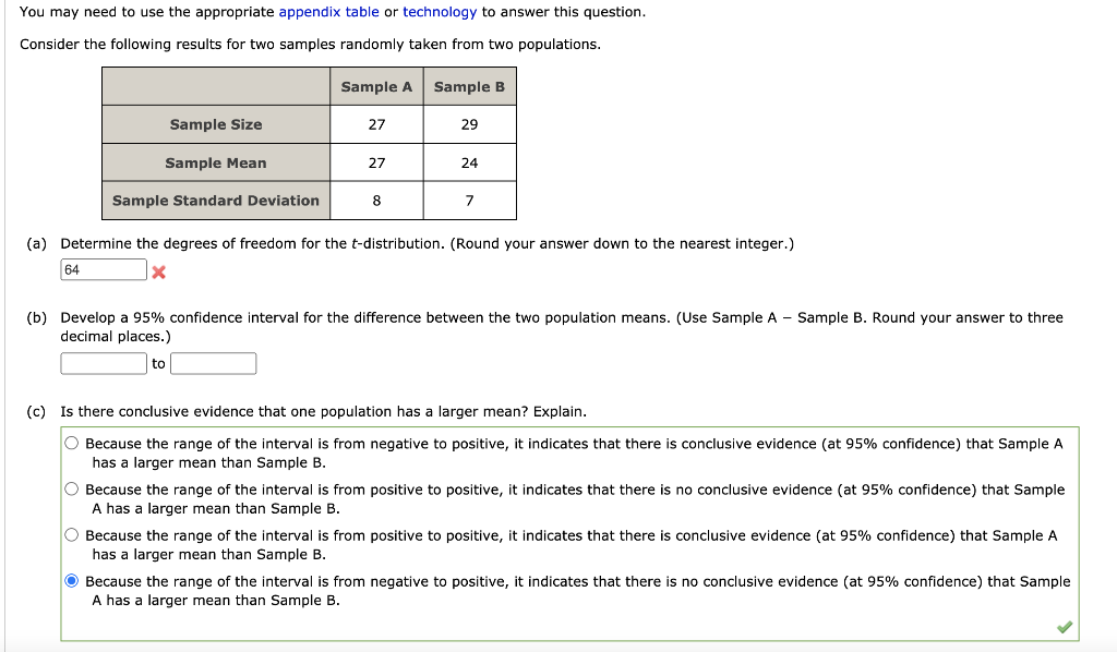You May Need To Use The Appropriate Appendix Table Or Technology To Answer This Question Consider The Following Results 1