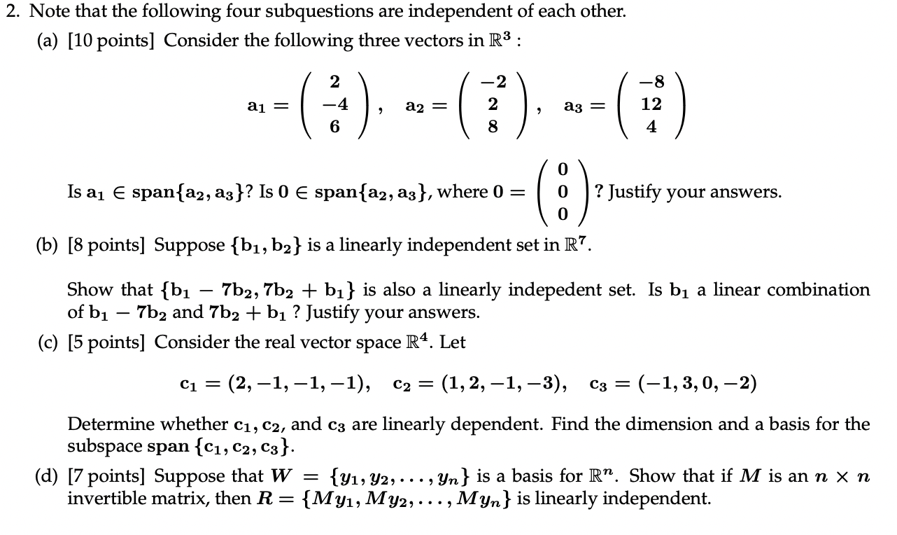 2 Note That The Following Four Subquestions Are Independent Of Each Other A 10 Points Consider The Following Three 1
