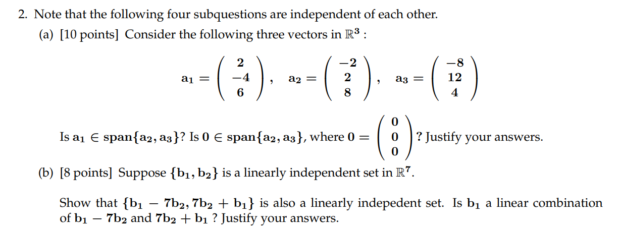 2 Note That The Following Four Subquestions Are Independent Of Each Other A 10 Points Consider The Following Three 1