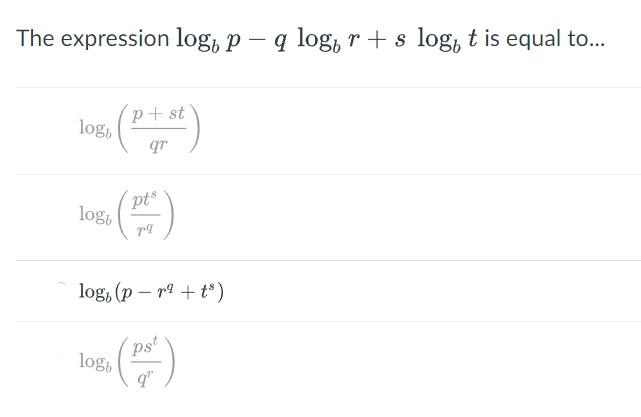 The Expression Logo P Q Logo R S Logo T Is Equal To Los 24 Pt St Qr Log Pt 7 Logo P 79 Ts Pst W Logy Q 1