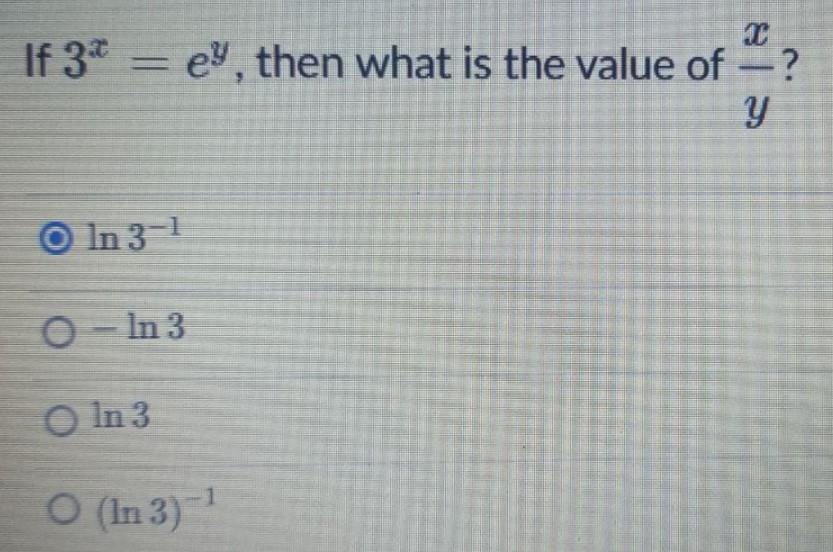 If 3 Ey Then What Is The Value Of Y O In 3 1 O In 3 O In 3 In 3 1