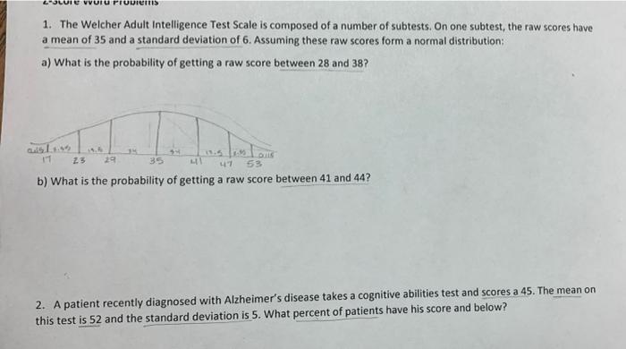 Tevvuru Pruulens 1 The Welcher Adult Intelligence Test Scale Is Composed Of A Number Of Subtests On One Subtest The R 1