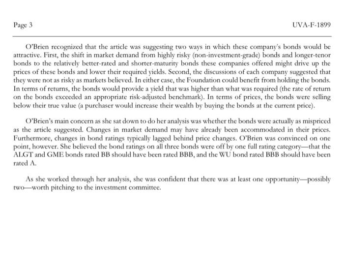 5 Referring The Case Wilson Family Foundation What Are Two Methods To Evaluate The Attractiveness Of The Bonds 4 P 2