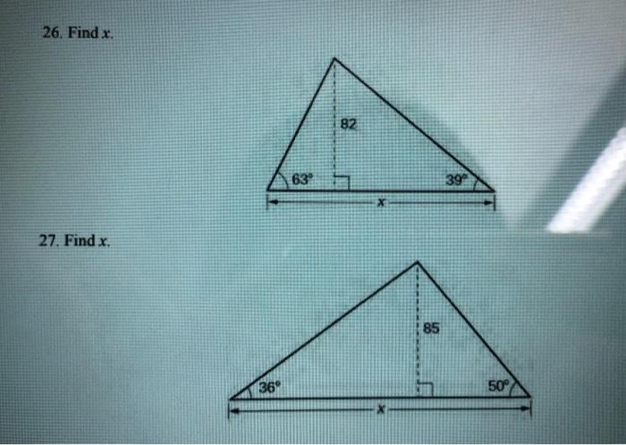 26 Find X 82 63 39 X 27 Find X 85 136 50 1