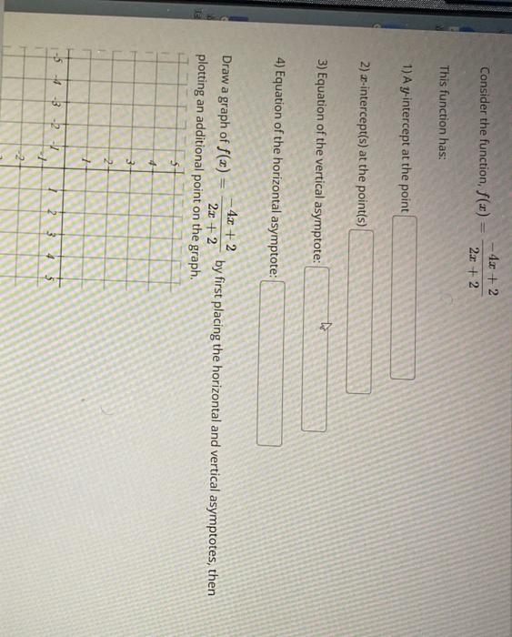 Consider The Function F X 4x 2 2a 2 This Function Has 1 A Y Intercept At The Point 2 Z Intercept S At The 1