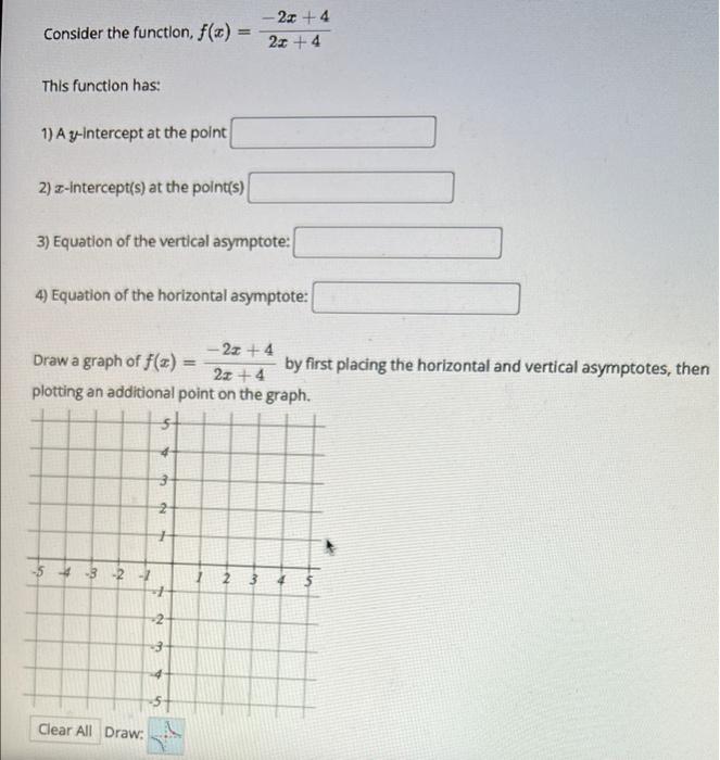 Consider The Function F X 2x 4 2x 4 This Function Has 1 A Y Intercept At The Point 2 Z Intercept S At The Po 1