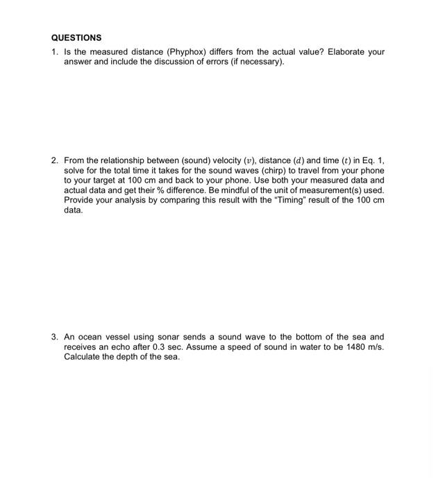 Experiment No 4 Sonar Objectives To Demonstrate Sound Propagation With The Use Of Sonar To Interpret Data With The U 6