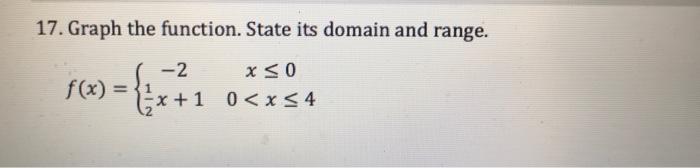17 Graph The Function State Its Domain And Range F X 71 2 X 0 1 1 1 0 X 4 X 1