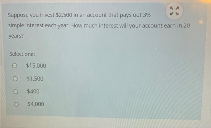 You Have 7000 That You Invest At 9 Simple Interest What Is The Balance After 14 Years Select One 12 390 15 820 O 4