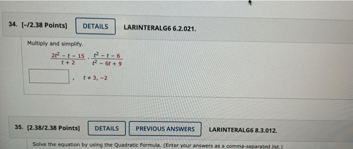 34 12 38 Points Details Larinteralg6 6 2 021 Multiply And Simplify 22 T 15 T 2 2 T 6 2 6t 9 T 3 2 35 2 38 1