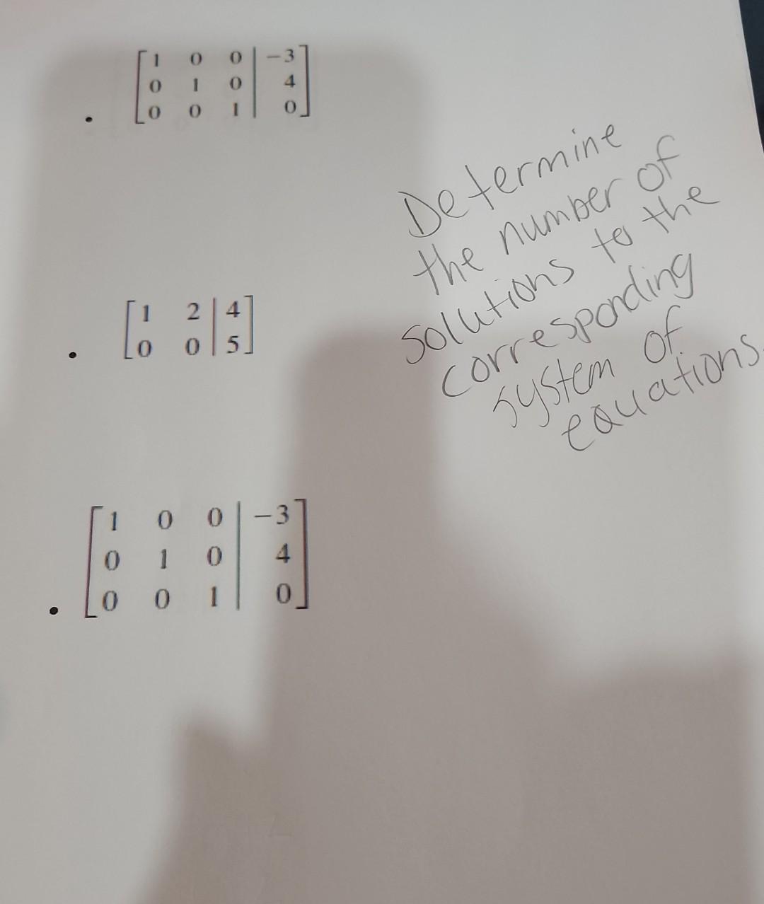 O O O 1 O O O 1 1 2 4 05 Determine The Number Of Solutions To The Corresponding System Of Equations 1 0 0 3 E 0 1 0 1