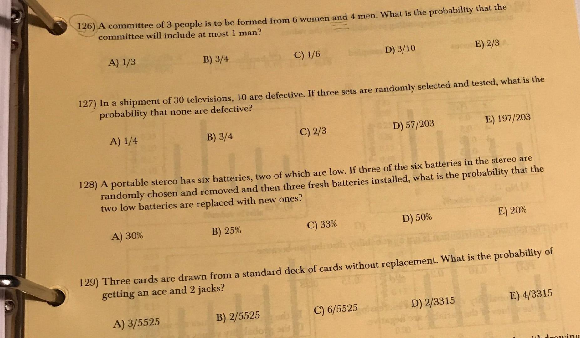 126 A Committee Of 3 People Is To Be Formed From 6 Women And 4 Men What Is The Probability That The Committee Will Inc 1