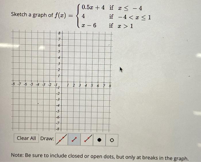 Sketch A Graph Of F X 0 52 4 If X 4 4 If 4 X 1 2 6 If 1 Co 81 7 6 5 4 3 Nous 2 1 8 7 6 5 4 3 2 4 1