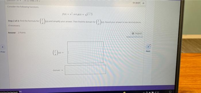 Odo 011001 Consider The Following Functions 100 Vandy 8 3 X And Simply Your Wer Tid The Domain For Step 2 Of 2 F 1