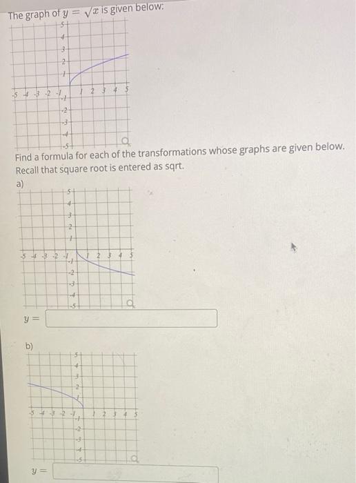 The Graph Of Y 2 Is Given Below 5 3 2 1 2 3 4 5 3 2 2 Find A Formula For Each Of The Transformations Whose Graphs A 1