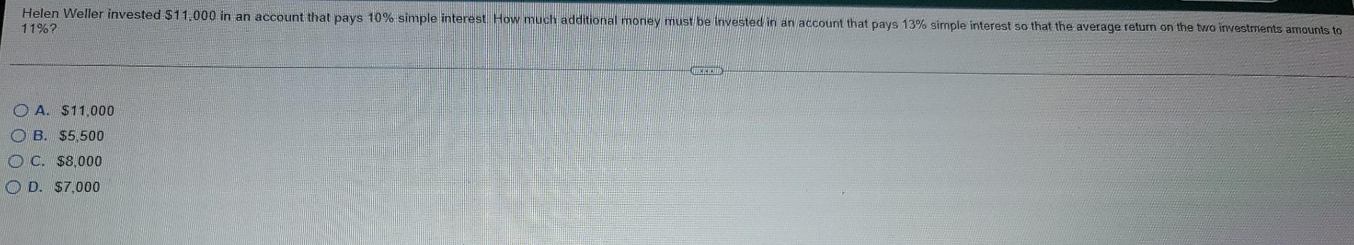 Ecount That Pays 10 Simple Interest How Much Additional Money Must Be Invested In An Account That Pays 13 Simple Inte 2