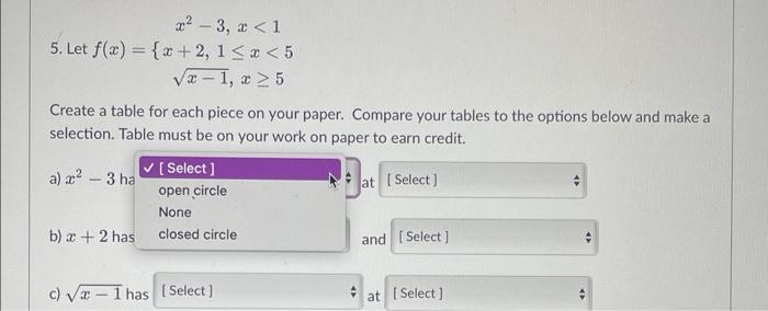 3 X 3 X 1 5 Let F X 2 2 1 X 5 V 1 2 5 Create A Table For Each Piece On Your Paper Compare Your Tables T 1