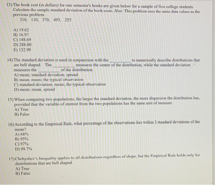 11 Describes The Degree To Which All The Data Values I E Observations Spread Out A A Measure Of Dispersion B A 2
