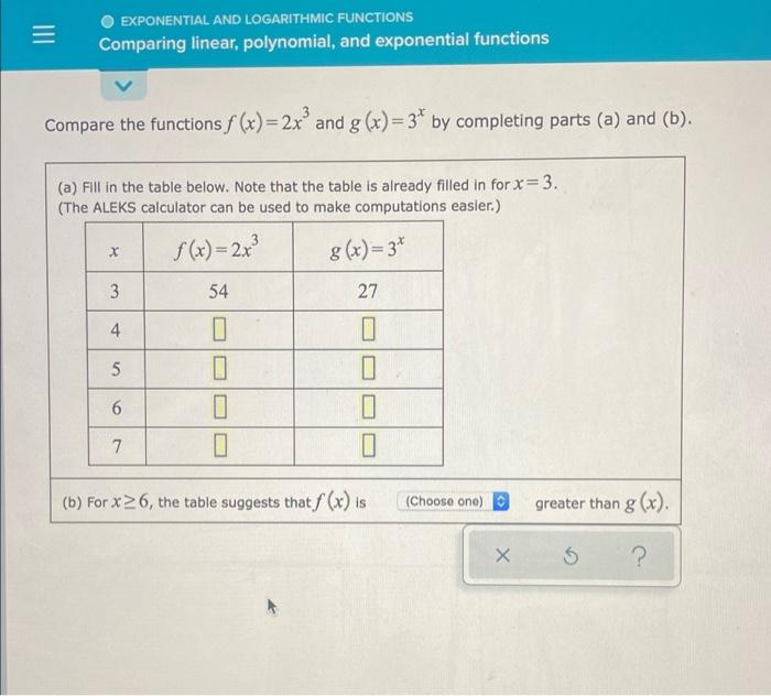 E Exponential And Logarithmic Functions Comparing Linear Polynomial And Exponential Functions Compare The Functions F 1