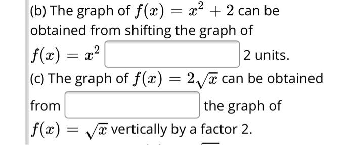 B The Graph Of F X X2 2 Can Be Obtained From Shifting The Graph Of F X X2 2 Units C The Graph Of F X 2 Ae 1