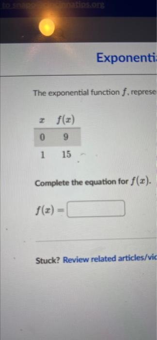 Snapomcincinnatips Org Q Khi Exponential Functic The Exponential Function F Whose Graph Is Given Bel 8 7 61 5 4 X 2 2