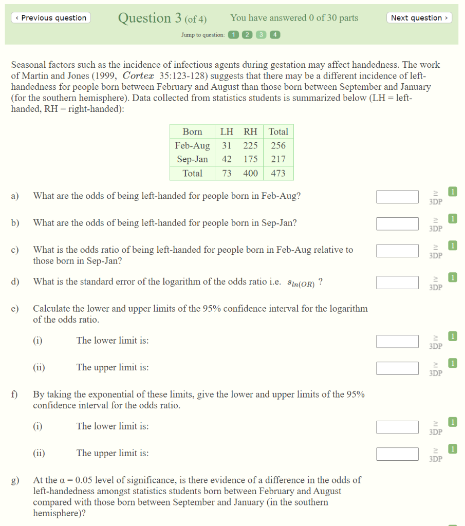 Previous Question Question 3 Of 4 You Have Answered 0 Of 30 Parts Next Question Jump To Question 1 Seasonal Factors 1