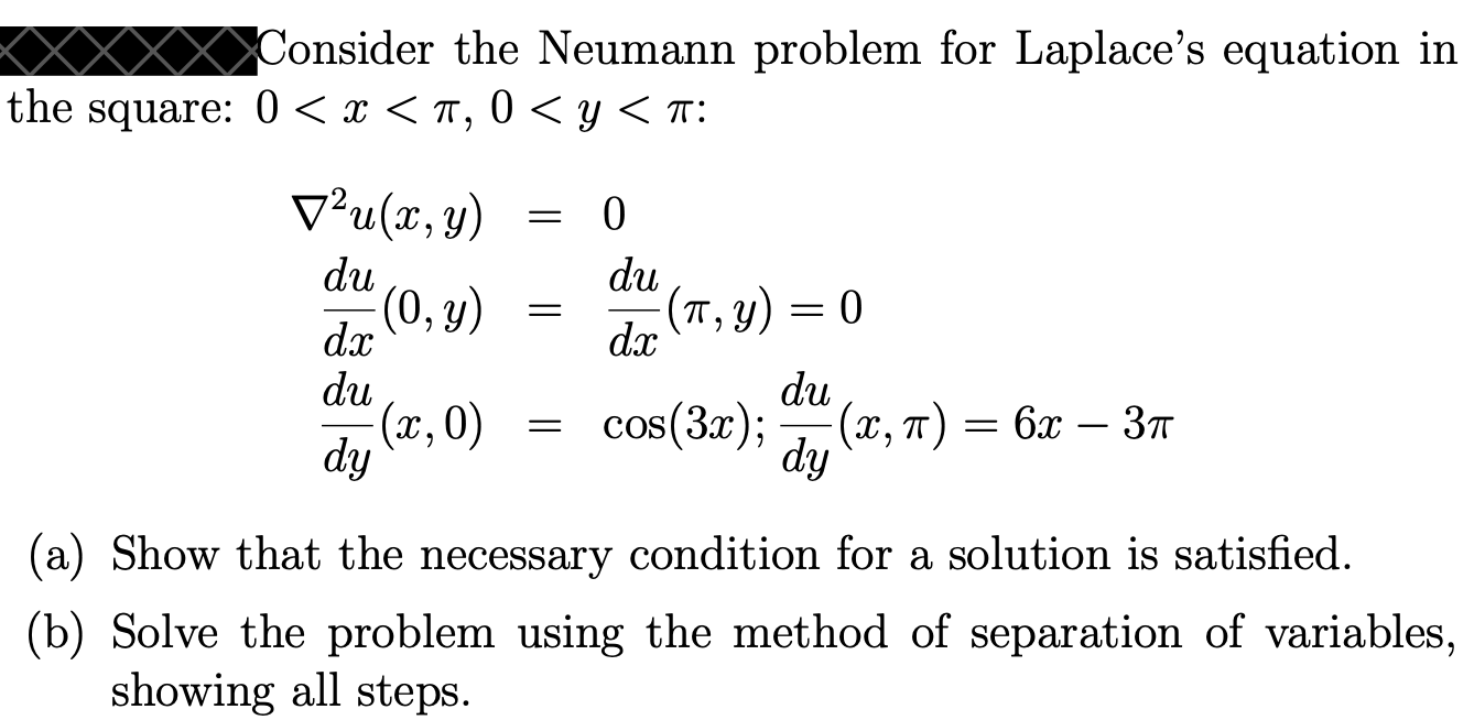 Consider The Neumann Problem For Laplace S Equation In The Square 0 X 0 0 Y Vou X Y Du 0 Y Dc Du X 0 1