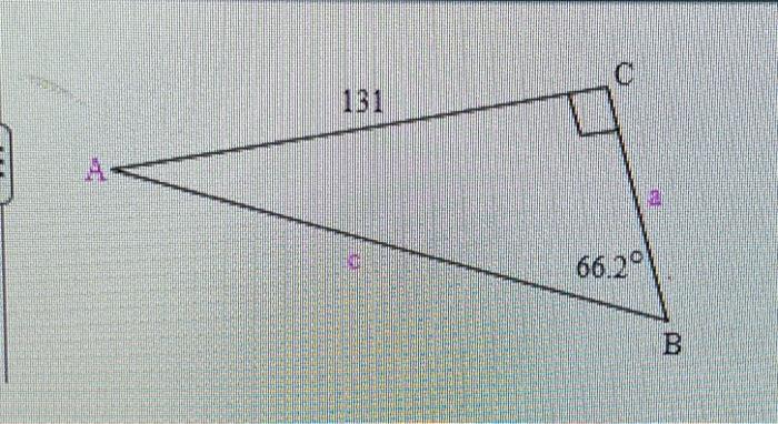Solve The Right Triangle A Type An Integer Or A Decimal Type An Integer Or Decimal Rounded To The Nearest Tenth As 2