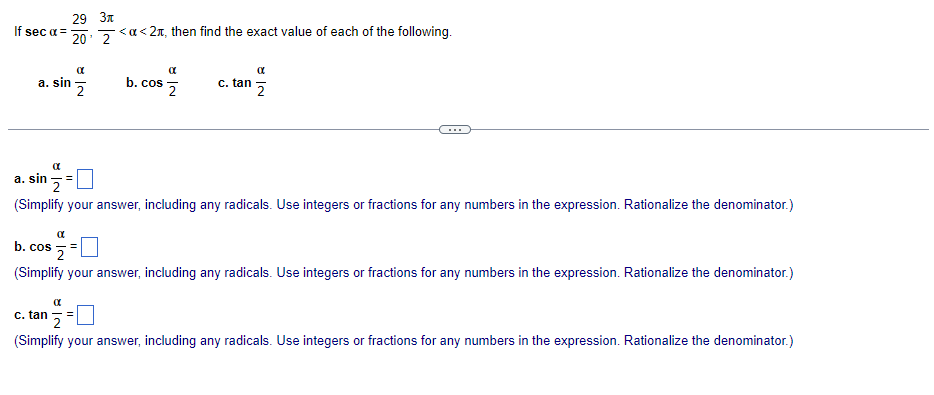 29 31 If Sec A 20 Z A 2n Then Find The Exact Value Of Each Of The Following A A Sin B Cos C Tan 2 At A Sin 2 S 1
