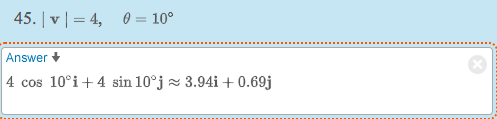 61 R 1 2 Sin Answer 22 32 2y 2 242 Y2 45 V 1 4 0 10 Answer 4 Cos 10 I 4 Sin 10 3 94i 0 69j 2