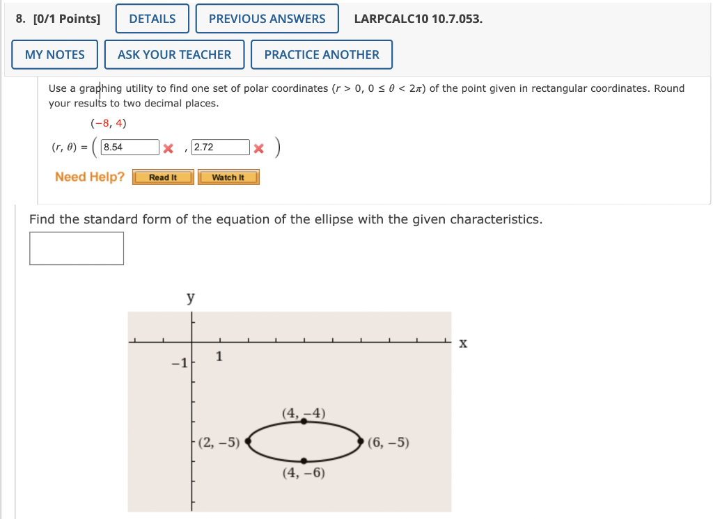 8 0 1 Points Details Previous Answers Larpcalc10 10 7 053 My Notes Ask Your Teacher Practice Another A Use A Graphin 1