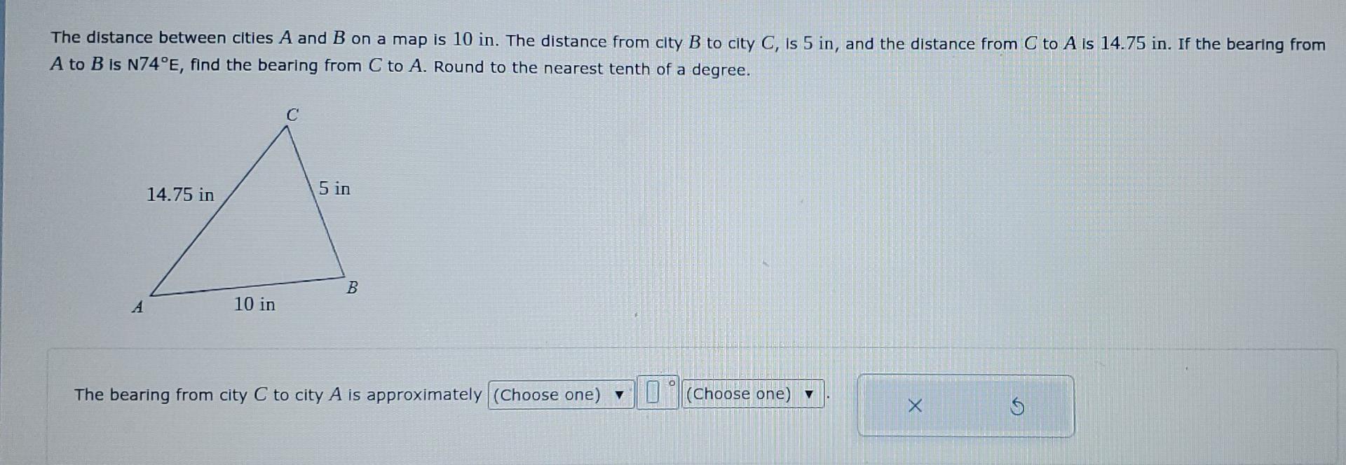 The Distance Between Cities A And B On A Map Is 10 In The Distance From City B To City C Is 5 In And The Distance Fro 1