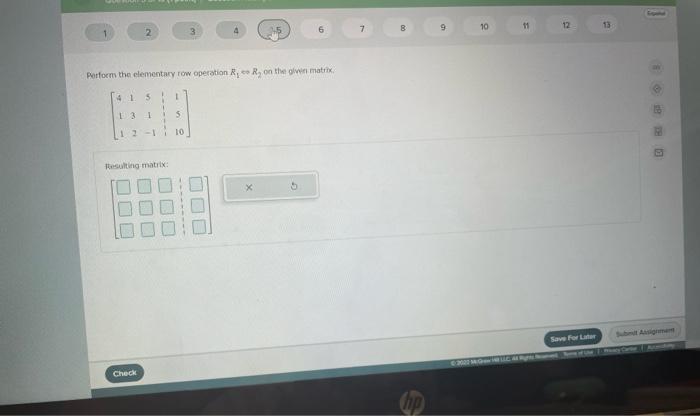 7 B 10 11 9 12 4 5 6 15 1 Perform The Elementary Row Operation R R On The Inmatrix 415 13 1 5 13 1 I 10 Resulting Matr 1