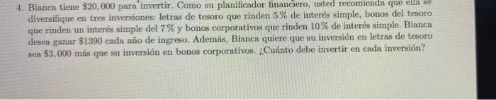 To Invest As Her Financial Planner You Recommend That She Diversify Into Three Investments Treasury Bills That Pay 5 1