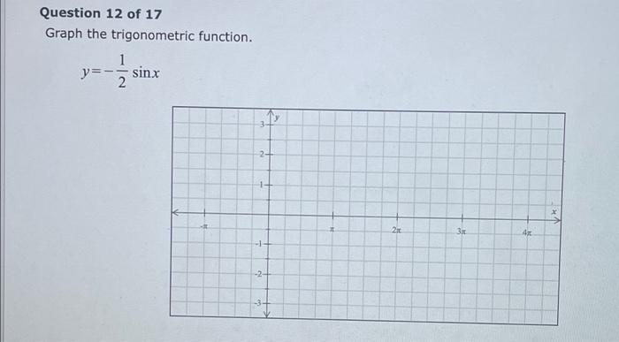 Question 12 Of 17 Graph The Trigonometric Function 1 Y Sinx 2 2 1 2 3x 42 1 3 1