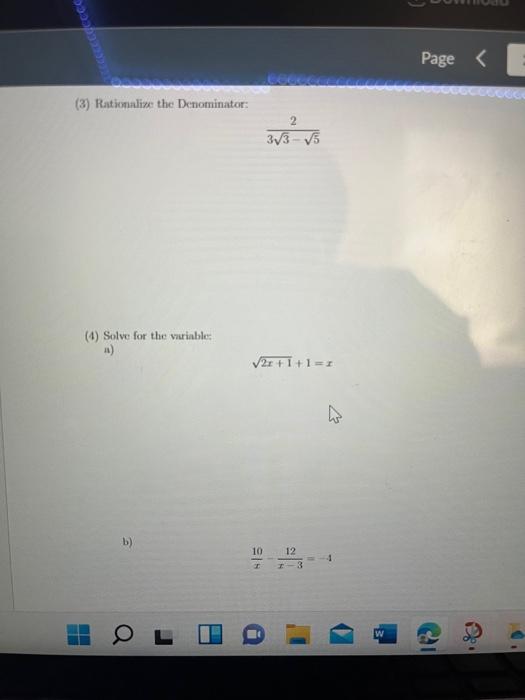 1 Simplify 36x Y 1 2 272 Y 1 3 27 2 Factor A 612 71 5 B Factor 2 12 Ol W Page 3 Rationalize The Den 2