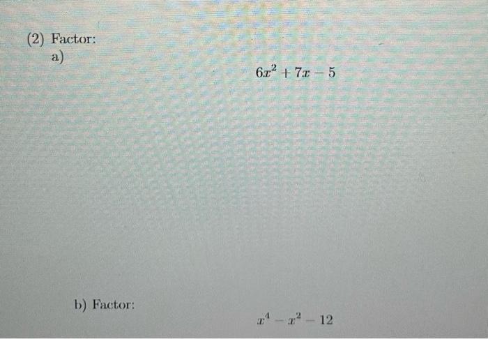 2 Factor A 6 1 7 0 5 B Factor 12 1