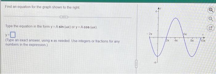 Find An Equation For The Graph Shown To The Right Type The Equation In The Form Y A Sin X Or Y A Cos X Os 2x A 16 2