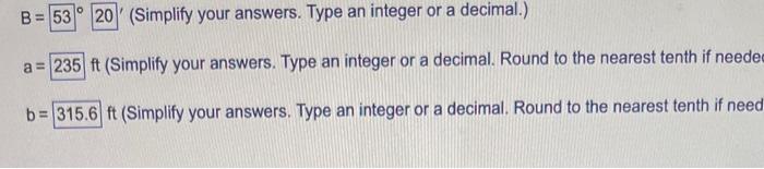 Solve The Right Triangle Abc With C 90 A 36 40 C 393 5 Ft O B 53 20 Simplify Your Answers Type An Intege 2
