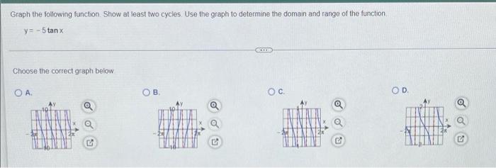 Graph The Following Function Show At Least Two Cycles Use The Graph To Determine The Domain And Range Of The Function Y 1