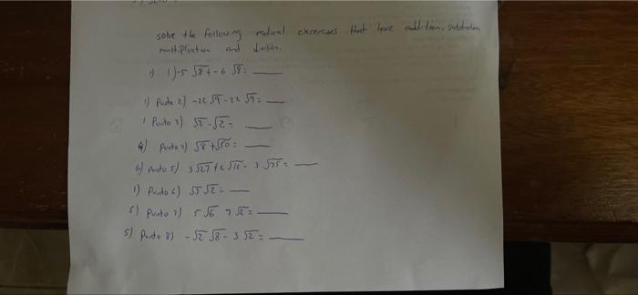 Solve The Following Radiant Excercises That Have Alliten Saltaten Mit Pretion And Doneo 2 1 5884 658 1 Parte 2 259 1