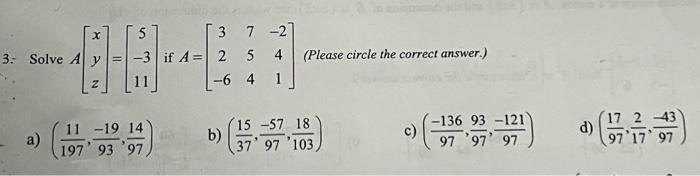 3 Solve A Y 361 3 37 27 If A 2 5 Please Circle The Correct Answer 1 6 4 1 4 43 11 19 14 197 93 97 B C 15 57 1