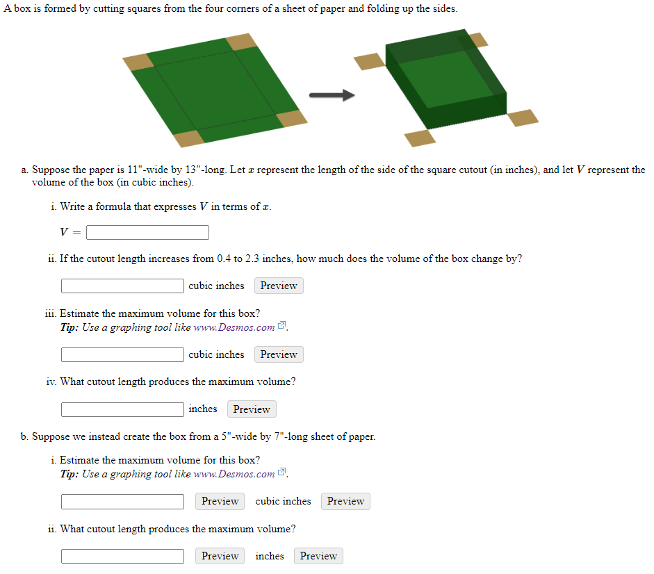 A Box Is Formed By Cutting Squares From The Four Corners Of A Sheet Of Paper And Folding Up The Sides A Suppose The Pa 1