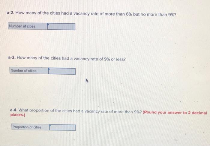 Exercise 2 32 Algo Fifty Cities Provided Information On Vacancy Rates In In Local Apartments In The Following Freque 2