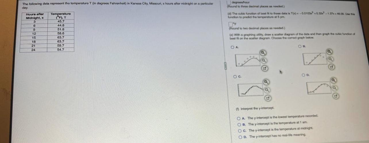 Degree Hour Round To Three Decimal Places As Needed D The Cubic Function Of Bent It To Thone Data Is T 0 01002 032 1